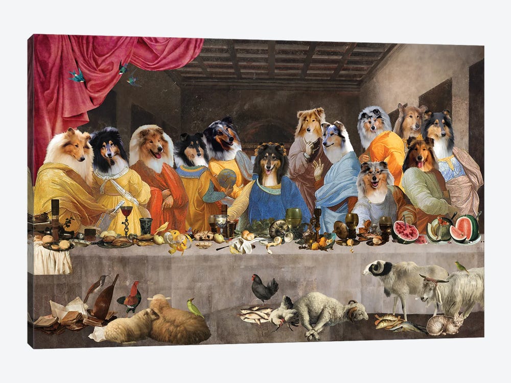 Rough Collie Last Supper by Nobility Dogs 1-piece Canvas Art Print