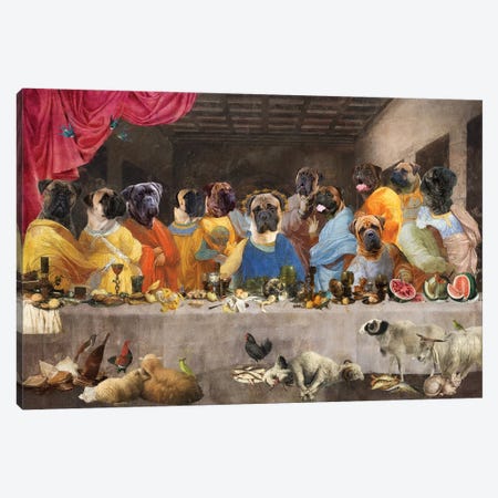 Bullmastiff Last Supper Canvas Print #NDG2187} by Nobility Dogs Canvas Art Print