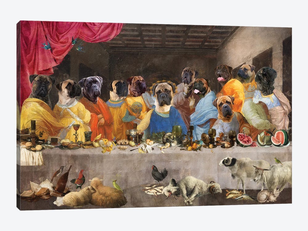 Bullmastiff Last Supper by Nobility Dogs 1-piece Canvas Art Print