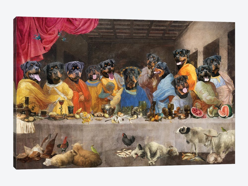 Rottweiler Last Supper by Nobility Dogs 1-piece Canvas Art Print