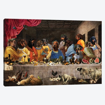 Dachshund Last Supper Canvas Print #NDG2190} by Nobility Dogs Art Print