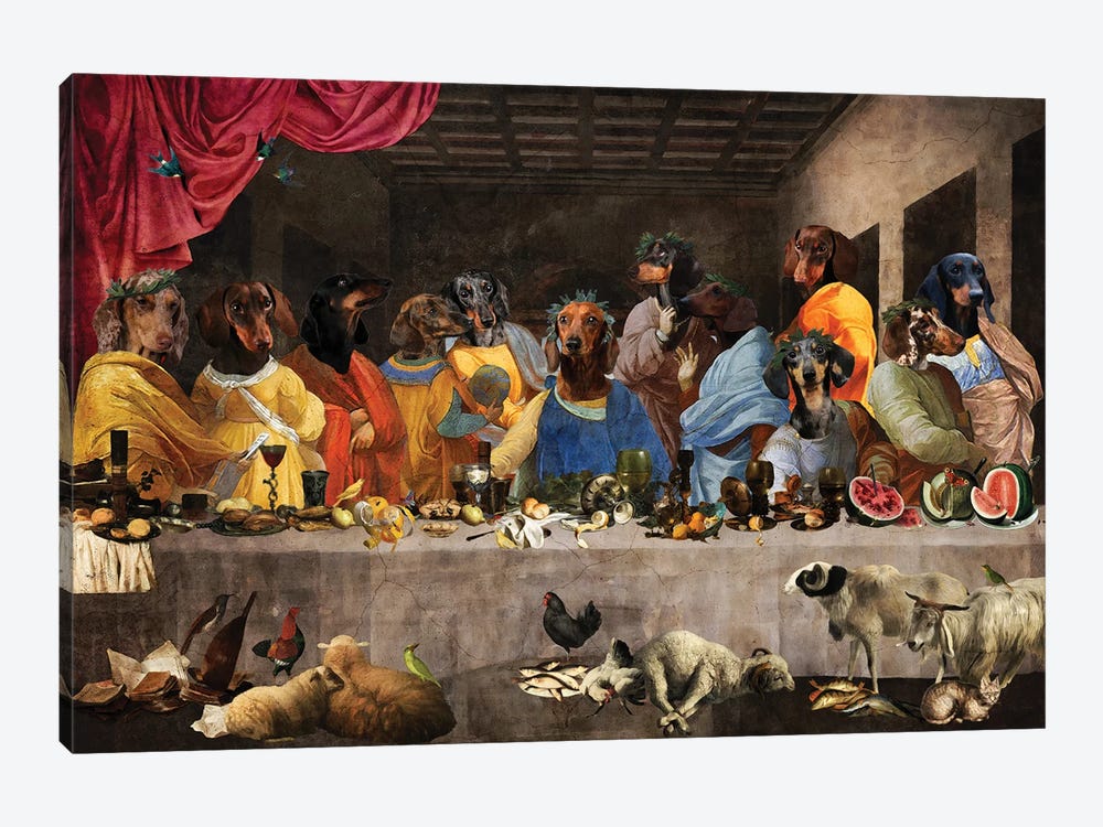 Dachshund Last Supper by Nobility Dogs 1-piece Canvas Print
