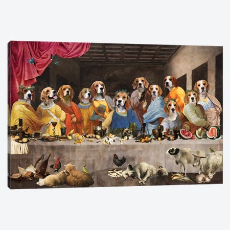 Beagle Last Supper Canvas Print #NDG2191} by Nobility Dogs Canvas Print