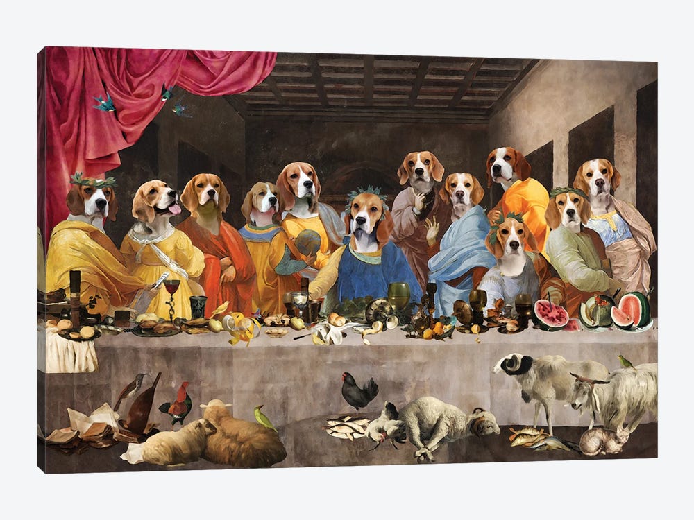 Beagle Last Supper by Nobility Dogs 1-piece Canvas Art