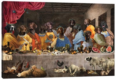 German Shorthaired Pointer Last Supper Canvas Art Print - The Last Supper Reimagined