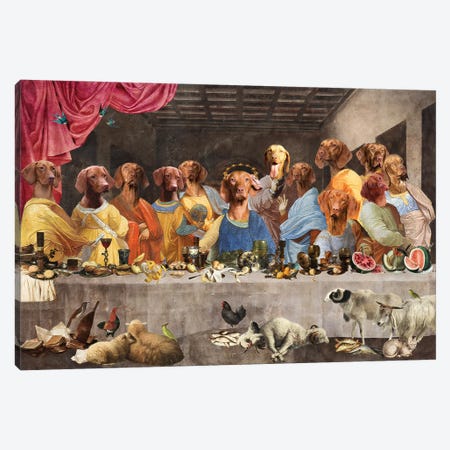 Vizsla Last Supper Canvas Print #NDG2193} by Nobility Dogs Canvas Art Print
