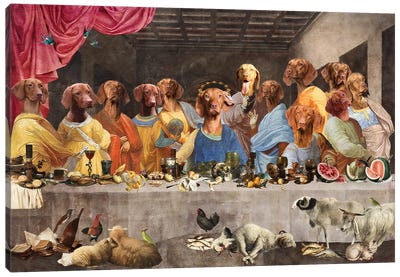 Vizsla Last Supper Canvas Art Print - Nobility Dogs