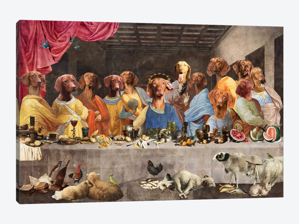 Vizsla Last Supper by Nobility Dogs 1-piece Canvas Wall Art