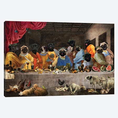 Pug Last Supper Canvas Print #NDG2194} by Nobility Dogs Canvas Artwork