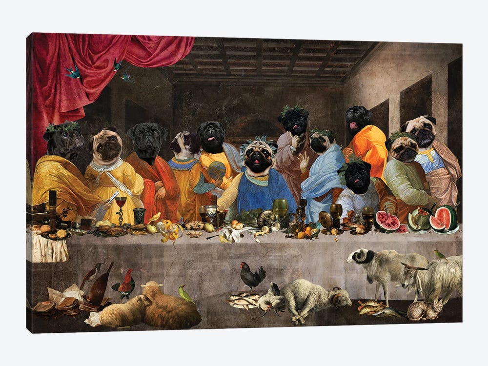 Pug Last Supper by Nobility Dogs 1-piece Canvas Print