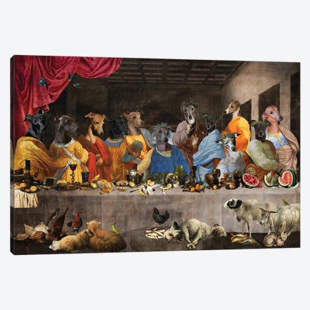Italian Greyhound Last Supper Canvas Print #NDG2195} by Nobility Dogs Canvas Art