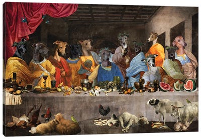 Italian Greyhound Last Supper Canvas Art Print - Nobility Dogs