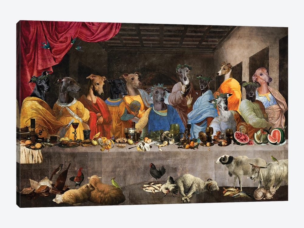 Italian Greyhound Last Supper by Nobility Dogs 1-piece Canvas Artwork