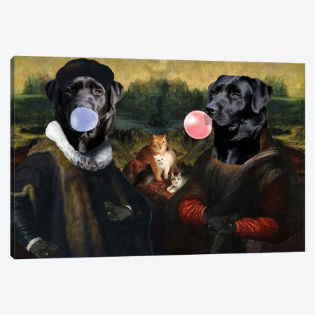 Labrador Retriever Mona Lisa And Rembrandt Bubble Gum Canvas Print #NDG2199} by Nobility Dogs Art Print
