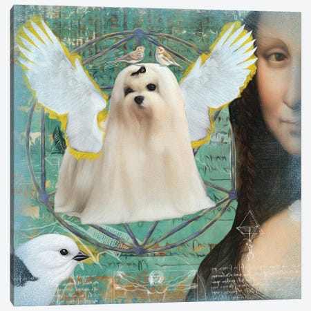 Maltese Dog Angel Da Vinci Canvas Print #NDG21} by Nobility Dogs Canvas Artwork