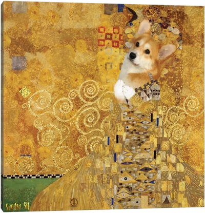 Pembroke Welsh Corgi Gustav Klimt Canvas Art Print - Nobility Dogs
