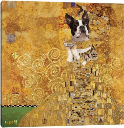 Boston Terrier Gustav Klimt Canvas Art Print - All Things Klimt