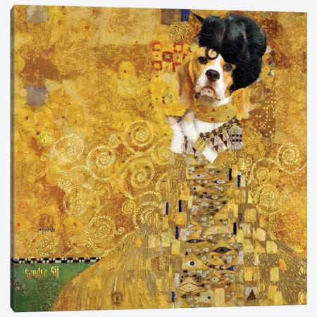 Beagle Gustav Klimt Canvas Print #NDG2207} by Nobility Dogs Canvas Artwork