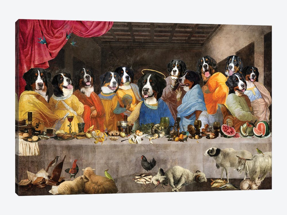Bernese Mountain Dog Last Supper by Nobility Dogs 1-piece Canvas Wall Art