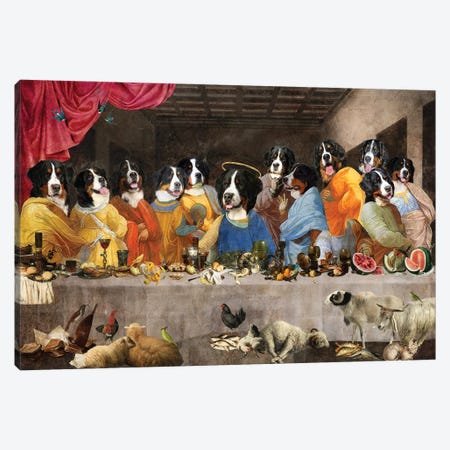 Bernese Mountain Dog Last Supper Canvas Print #NDG2208} by Nobility Dogs Canvas Print