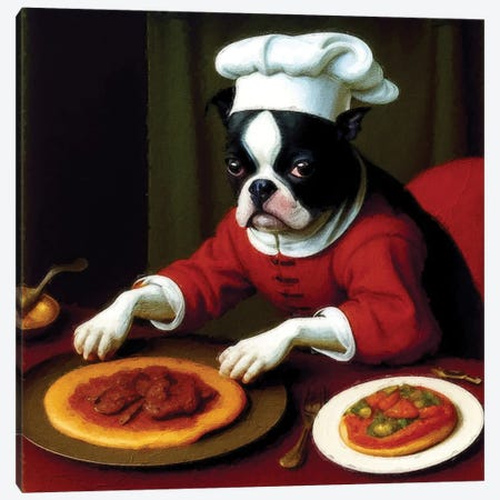 Boston Terrier Chef Canvas Print #NDG2210} by Nobility Dogs Canvas Wall Art