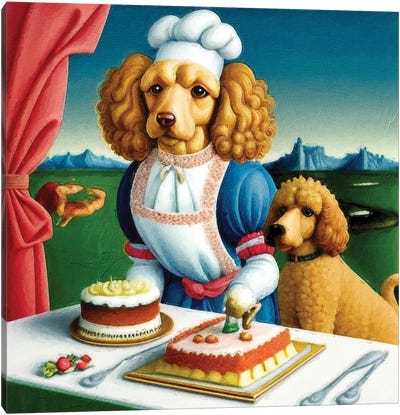 Poodle Chef By Sandro Botticelli Canvas Art Print - Office Humor