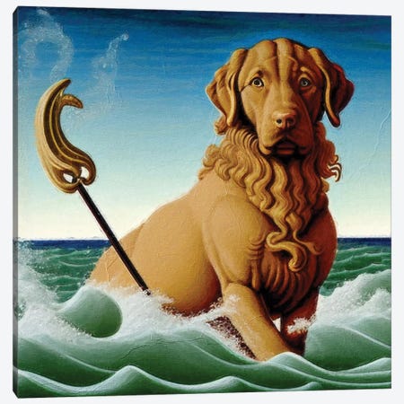 Chesapeake Bay Retriever Poseidon On A Rolling Sea Canvas Print #NDG2214} by Nobility Dogs Canvas Art Print
