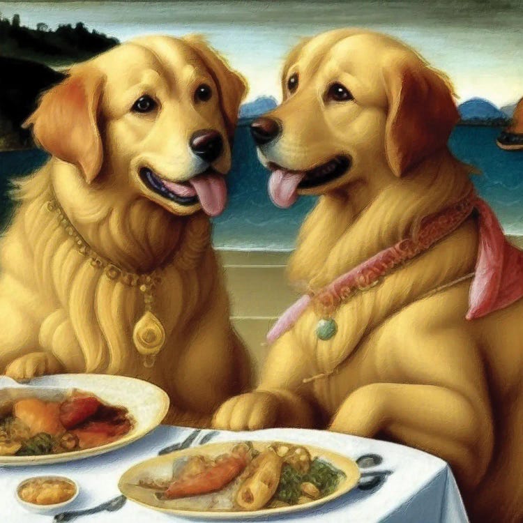 Golden Retrievers Date In The Sea Tavern