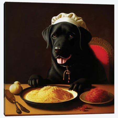 Labrador Retriever Rembrandt'S Spaghetti Lovers Canvas Print #NDG2217} by Nobility Dogs Canvas Print