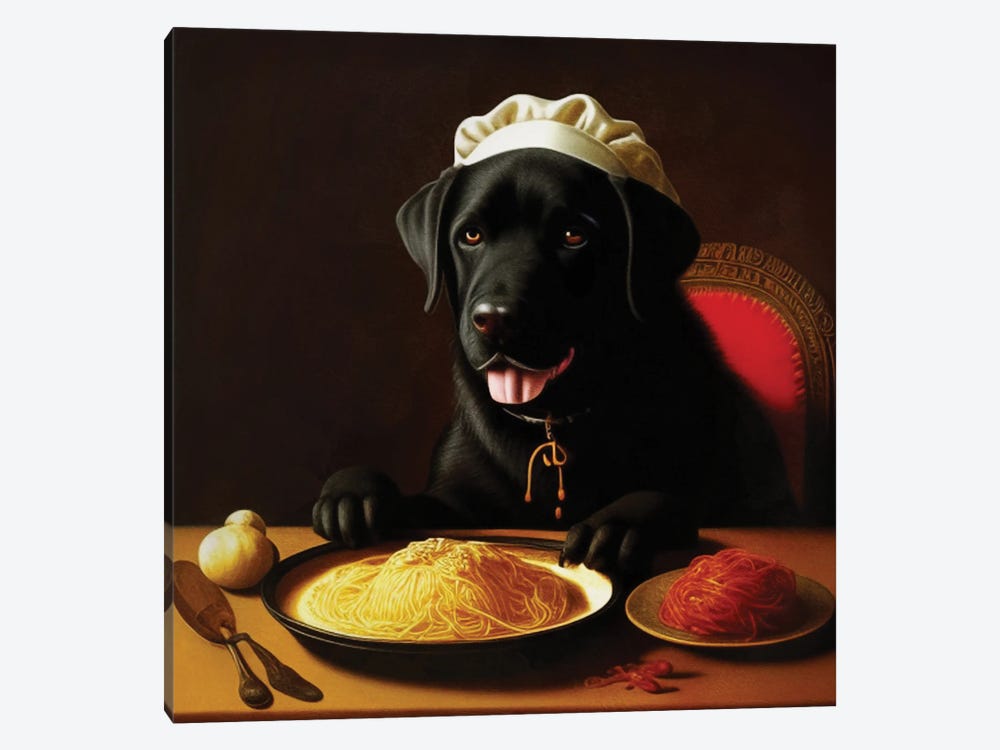 Labrador Retriever Rembrandt'S Spaghetti Lovers by Nobility Dogs 1-piece Canvas Wall Art