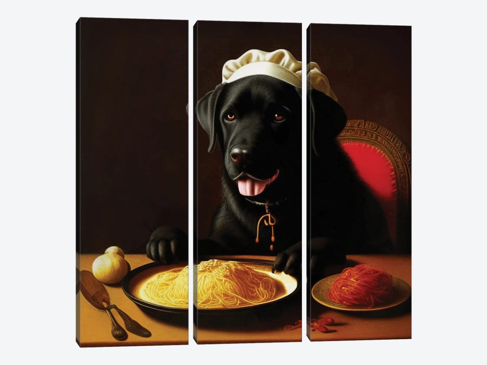 Labrador Retriever Rembrandt'S Spaghetti Lovers by Nobility Dogs 3-piece Canvas Art