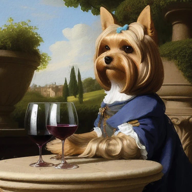 Yorkshire Terrier With Wine By Rococo