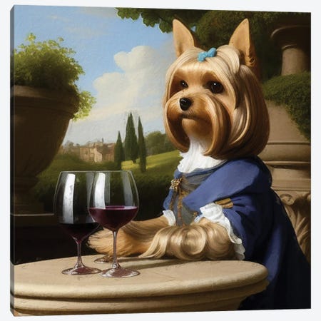 Yorkshire Terrier With Wine By Rococo Canvas Print #NDG2225} by Nobility Dogs Canvas Artwork