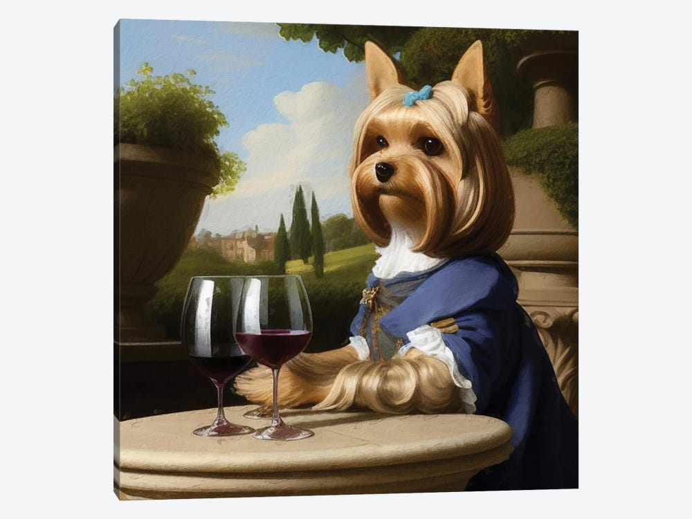 Yorkshire Terrier With Wine By Rococo by Nobility Dogs 1-piece Canvas Art Print
