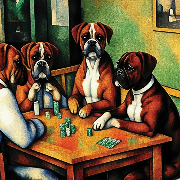 Boxer Dog Card Players By Paul Cezanne