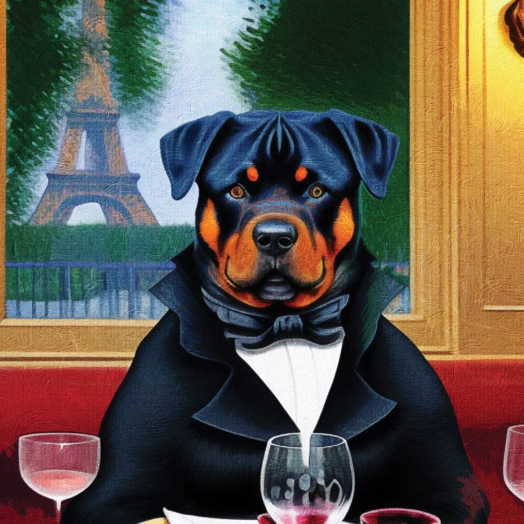 Rottweiler With Wine In Paris Bistro By Edgar Degas