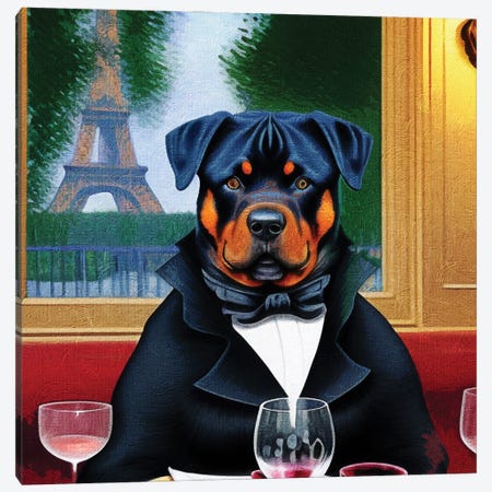 Rottweiler With Wine In Paris Bistro By Edgar Degas Canvas Print #NDG2230} by Nobility Dogs Canvas Artwork