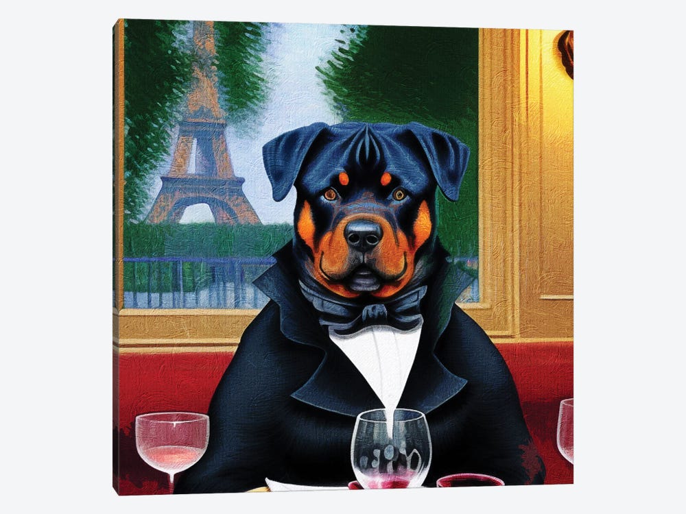 Rottweiler With Wine In Paris Bistro By Edgar Degas by Nobility Dogs 1-piece Art Print
