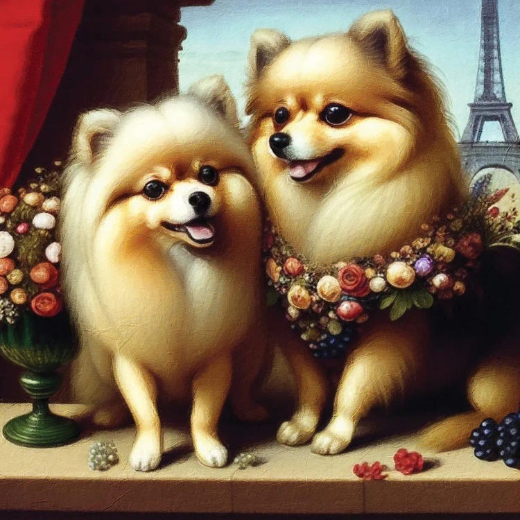 Pomeranians On A Date In Paris Balcony