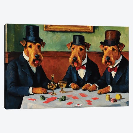 Airedale Terrier Card Players By Paul Cezanne Canvas Print #NDG2235} by Nobility Dogs Canvas Art Print