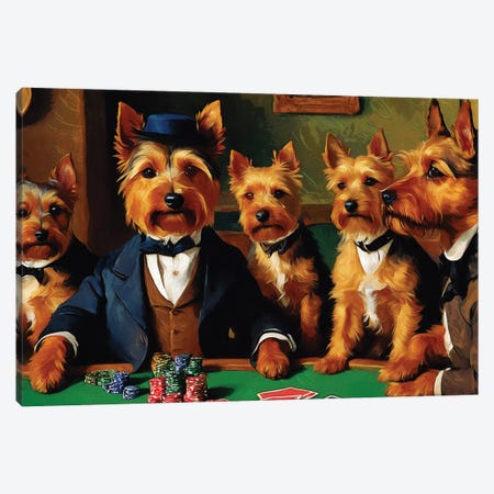 Australian Terrier Card Players By Paul Cezanne Canvas Print #NDG2236} by Nobility Dogs Art Print
