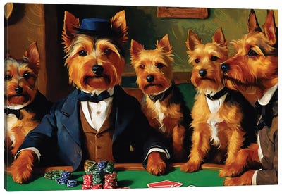 Australian Terrier Card Players By Paul Cezanne Canvas Art Print - Nobility Dogs