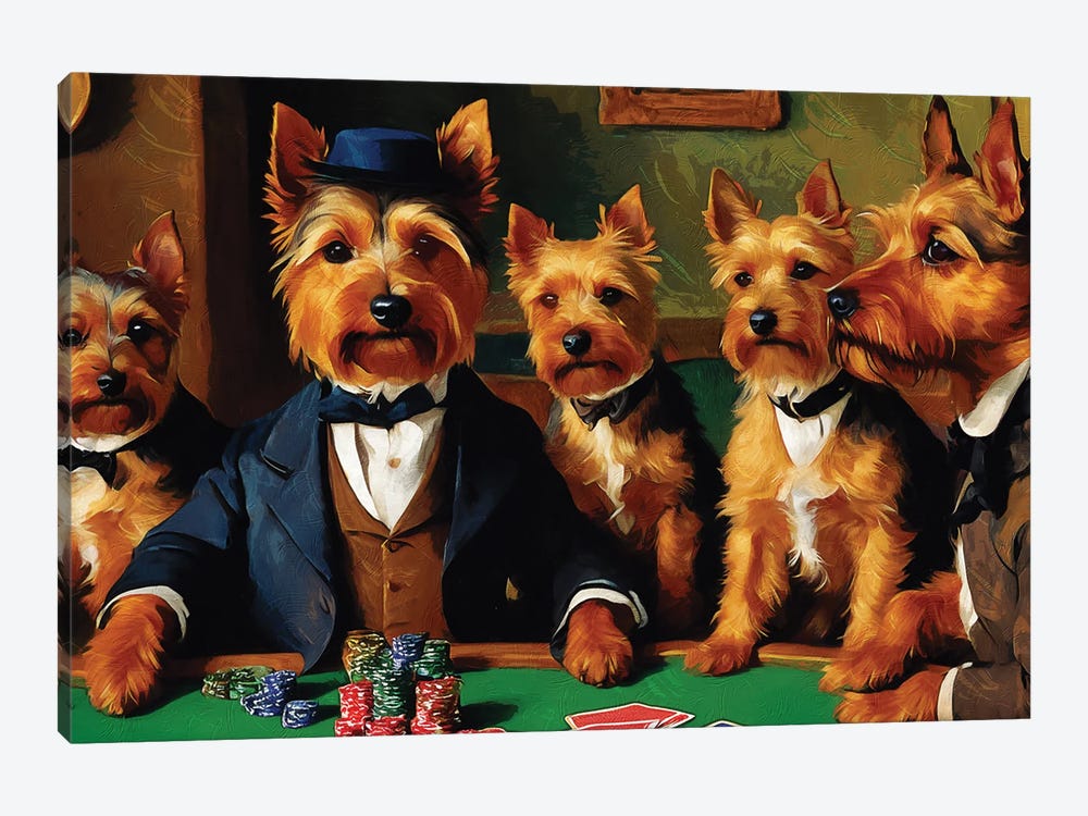 Australian Terrier Card Players By Paul Cezanne by Nobility Dogs 1-piece Canvas Print