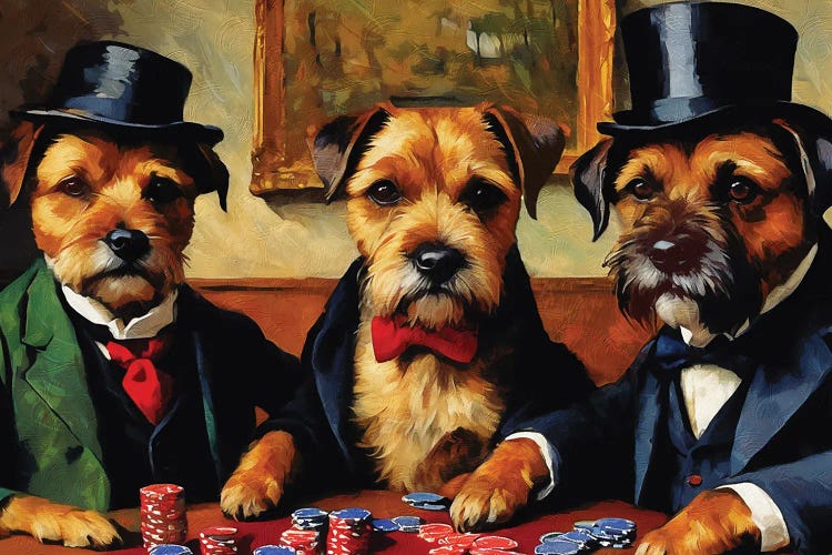 Border Terrier Card Players By Paul Cezanne