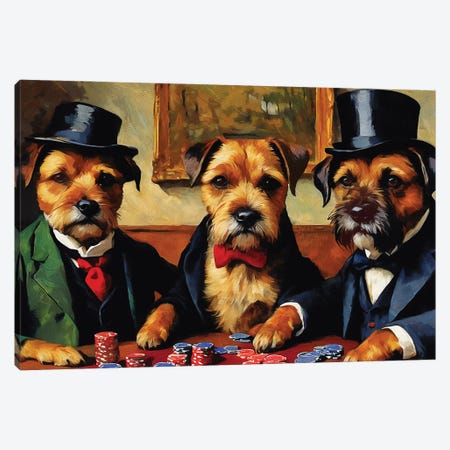 Border Terrier Card Players By Paul Cezanne Canvas Print #NDG2238} by Nobility Dogs Canvas Art