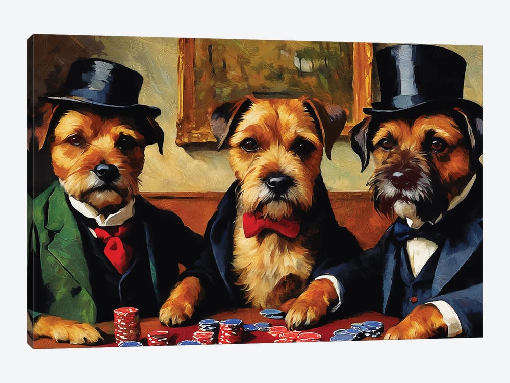 Border Terrier Card Players By Paul Cezanne by Nobility Dogs 1-piece Canvas Art Print