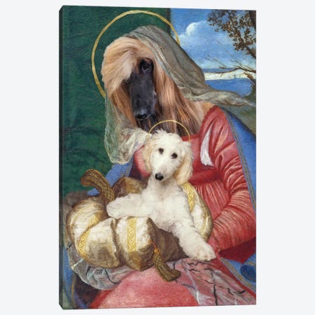 Afghan Hound Madonna And Puppy Canvas Print #NDG2239} by Nobility Dogs Canvas Wall Art