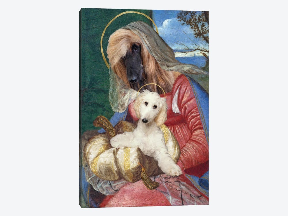 Afghan Hound Madonna And Puppy by Nobility Dogs 1-piece Canvas Art