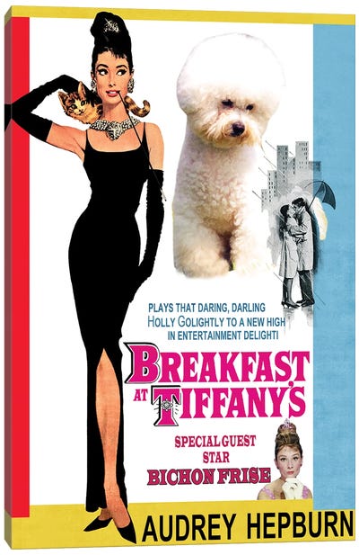 Bichon Frise Breakfast At Tiffany Movie Canvas Art Print - Classic Movie Art