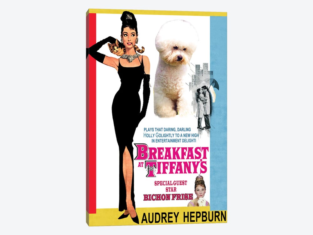 Bichon Frise Breakfast At Tiffany Movie by Nobility Dogs 1-piece Canvas Wall Art